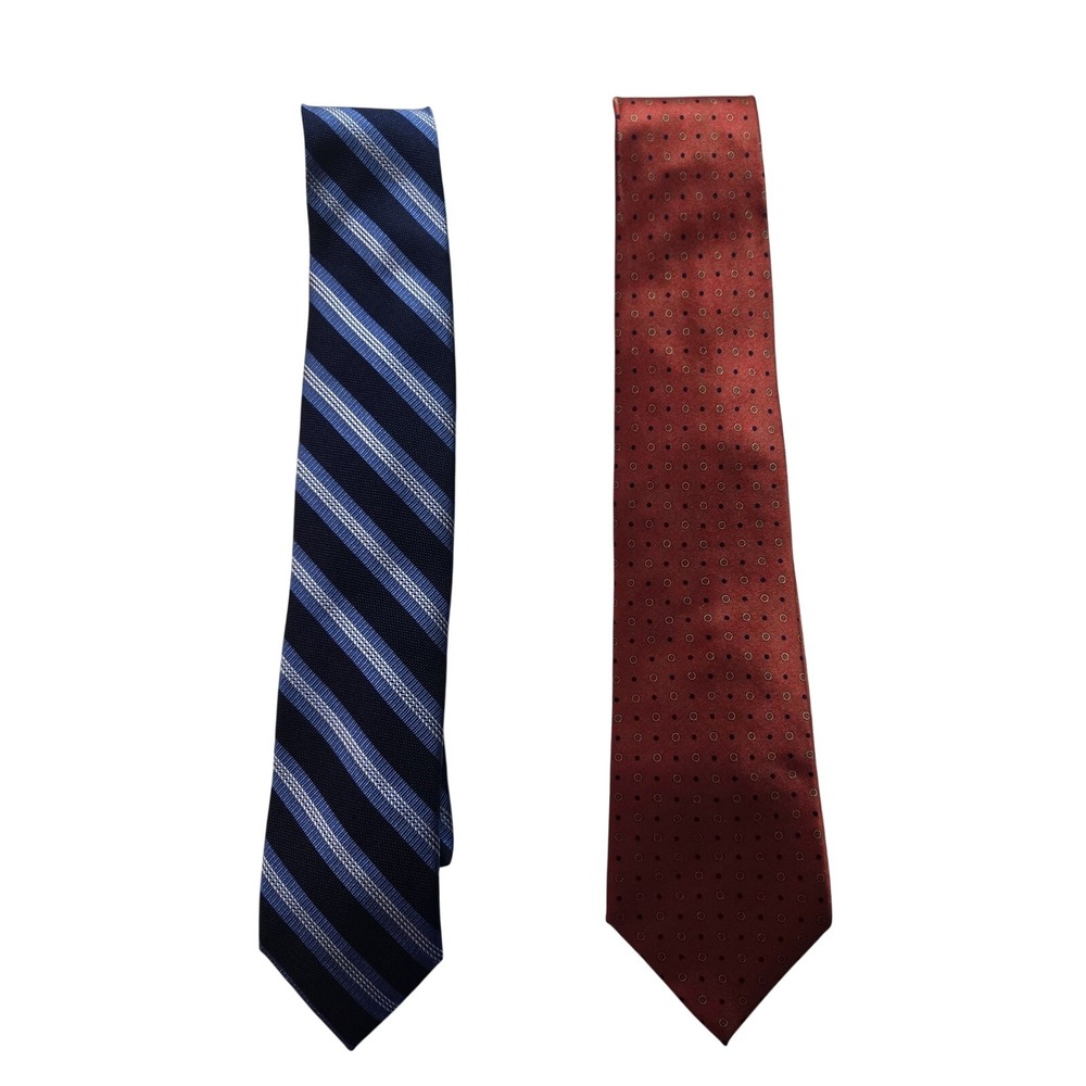 Jos A Bank Mens Silk Ties Set Of Two Striped Polka Dot Business Formal